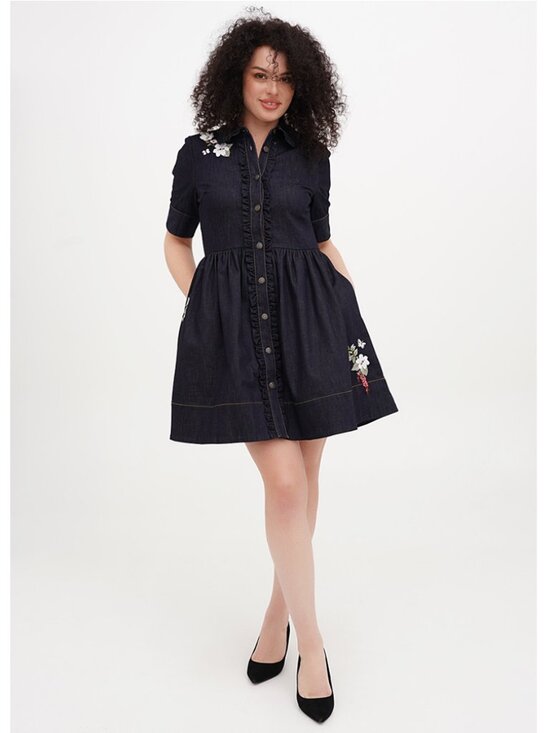 kate spade Dresses & Skirts - Kate Spade Denim Floral Embroidered Shirt Dress